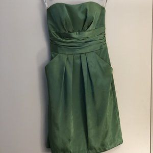 Green DAVIDS BRIDAL Dress. Strapless with pockets